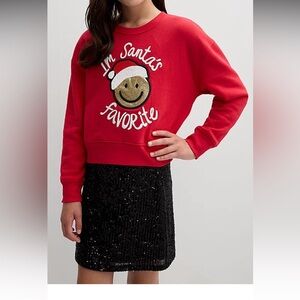 Girls 7/8 eyeshadow Santa's Favorite Top and Sequin skirt